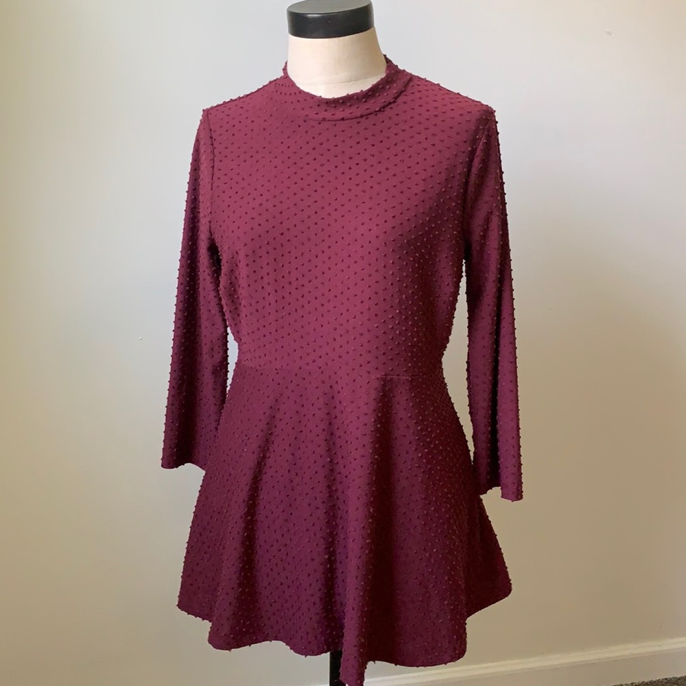 Motherhood Maternity Merlot Dot Peplum Top